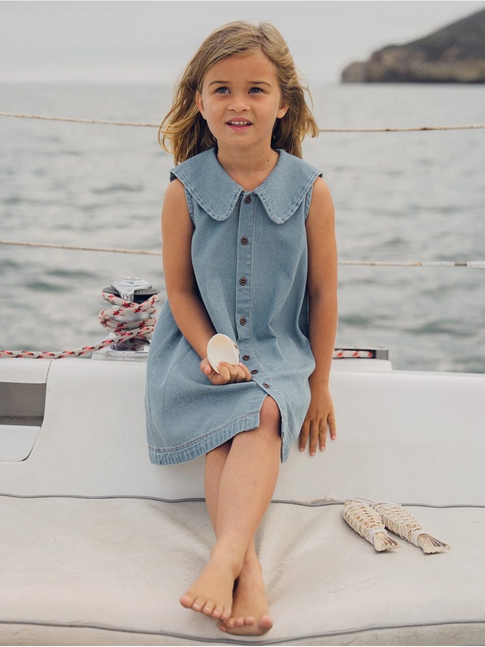 Rylee + Cru Adria denim dress in washed blue